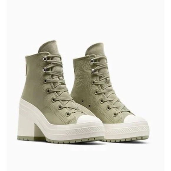 Converse Shoes - Converse Chuck 70 De Luxe Heel Hi Platform A10378C Green Men 10 Woman 12 Leathe